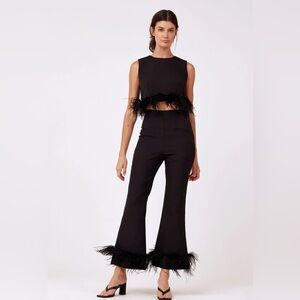 Black Feather Trim Two-Piece Set